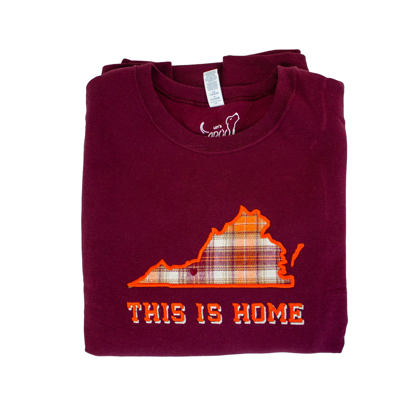 "This is Home" Maroon Hokies Applique Embroidered Crewneck Sweatshirt