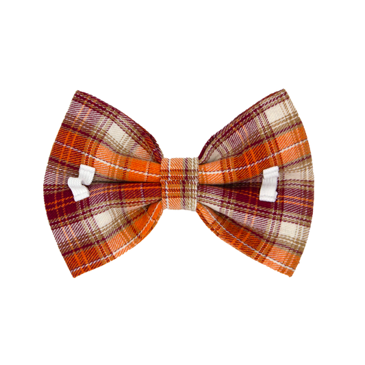 Maroon and Orange Plaid Bow Tie