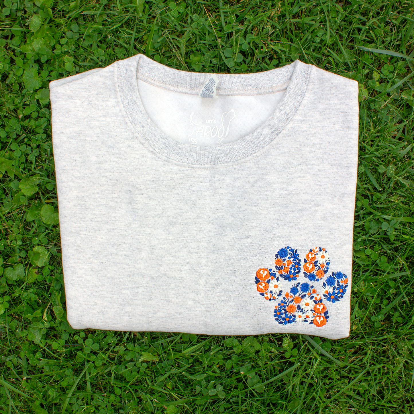 Collegiate Floral Paw Embroidered Crewneck Sweatshirt