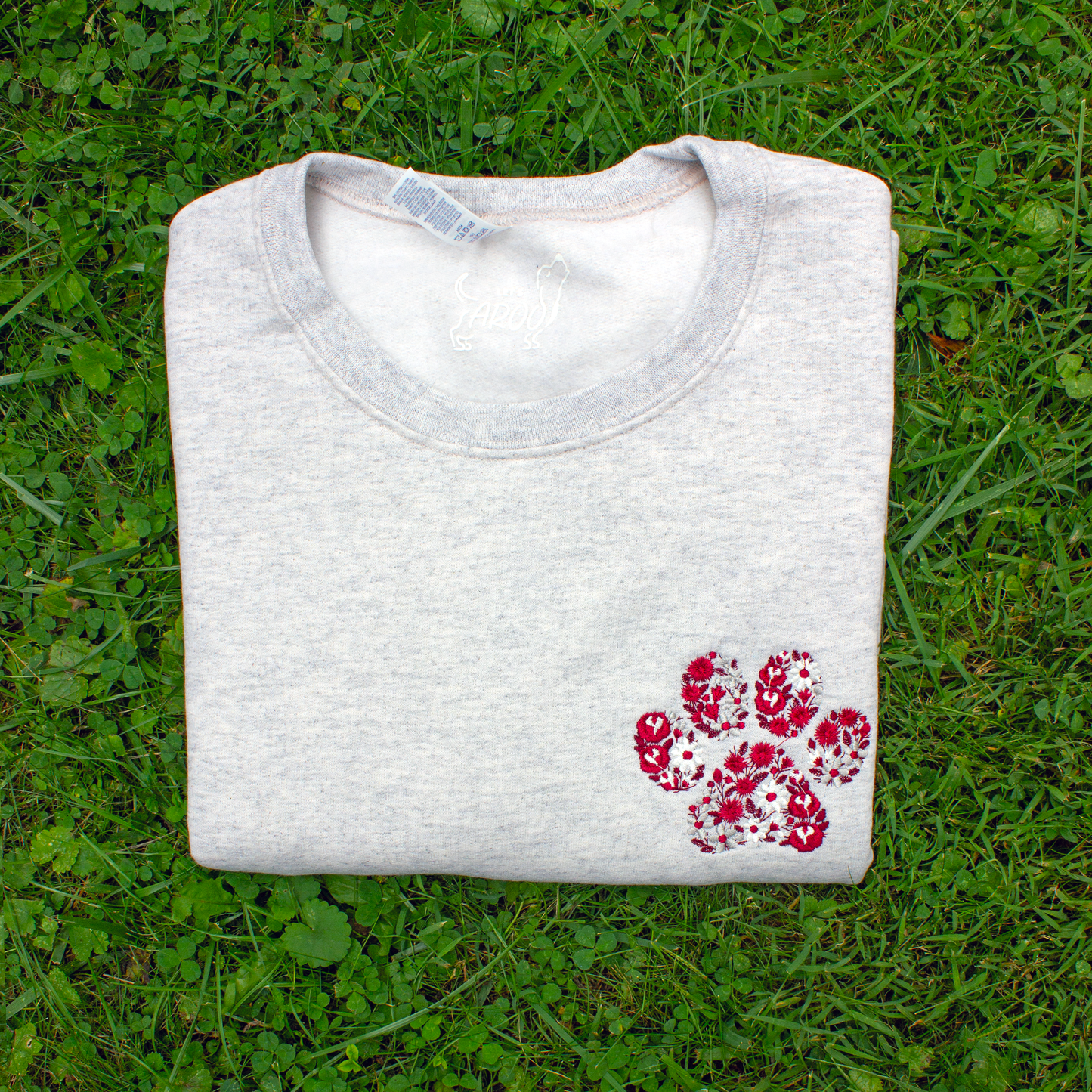 Collegiate Floral Paw Embroidered Crewneck Sweatshirt