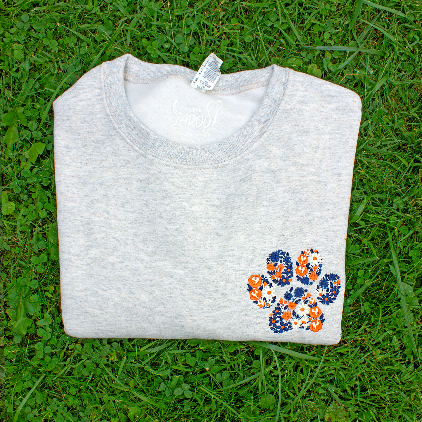 Collegiate Floral Paw Embroidered Crewneck Sweatshirt