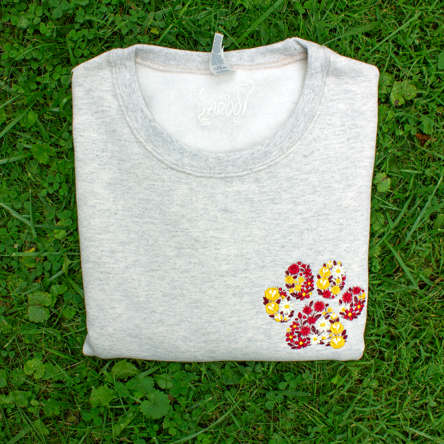 Collegiate Floral Paw Embroidered Crewneck Sweatshirt