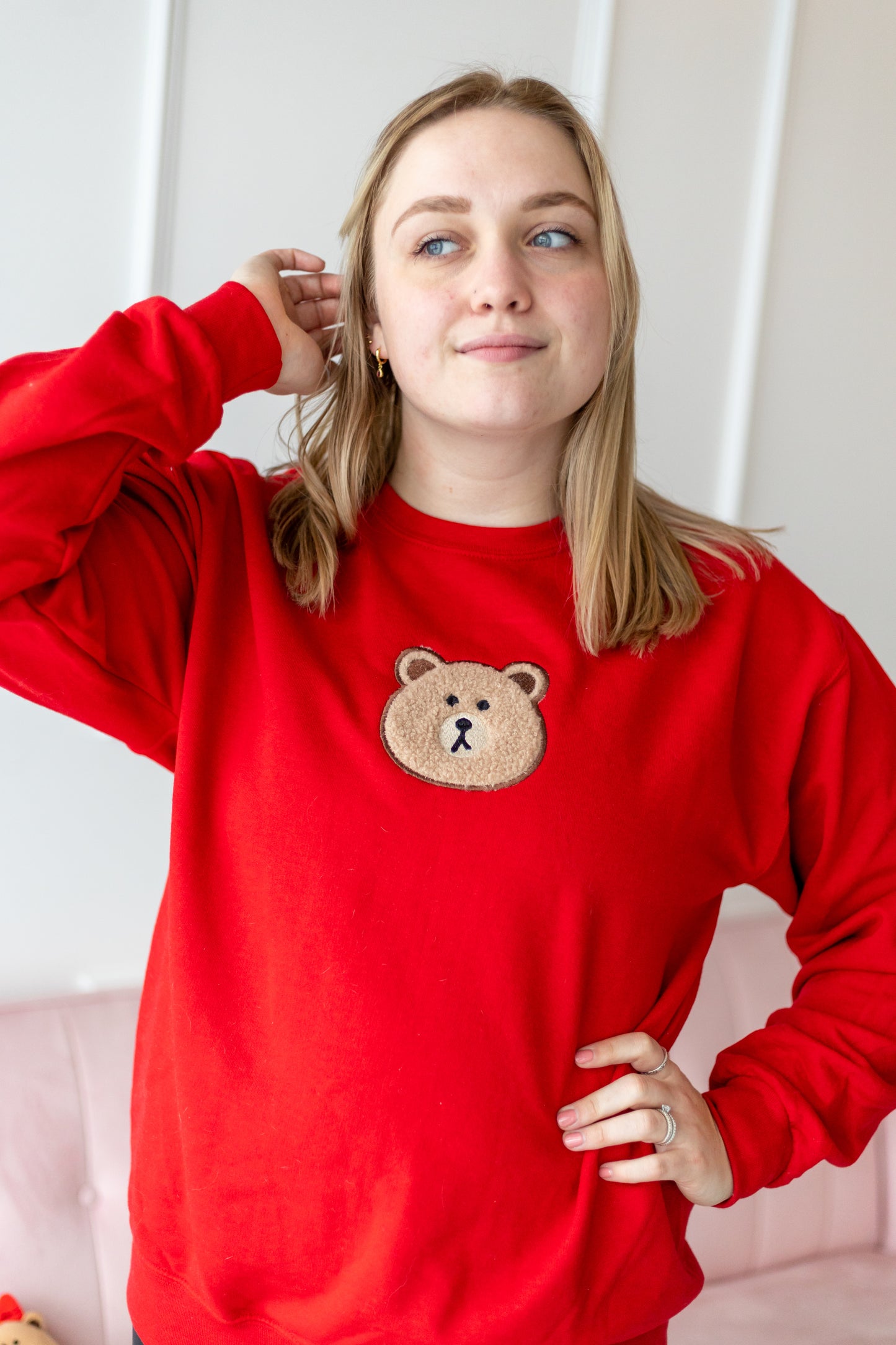 Teddy Bear Embroidered Crew