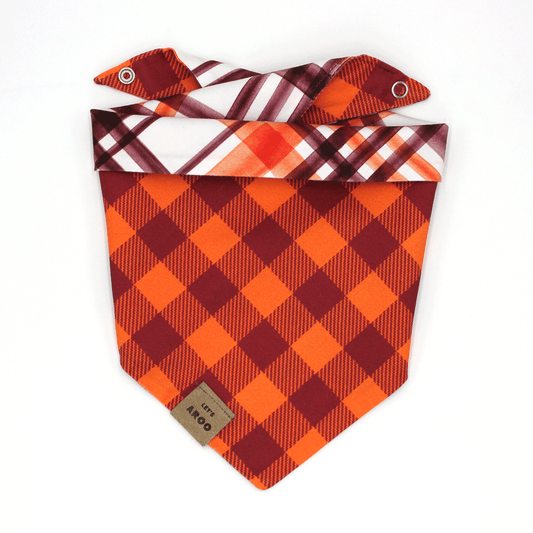 Virginia Maroon & Orange Plaid Reversible Bandana