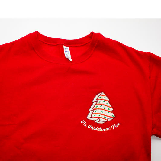 Oopsie Christmas Tree Cake Embroidered Crewneck Sweatshirt