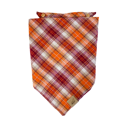 Maroon and Orange Plaid Flannel Bandana
