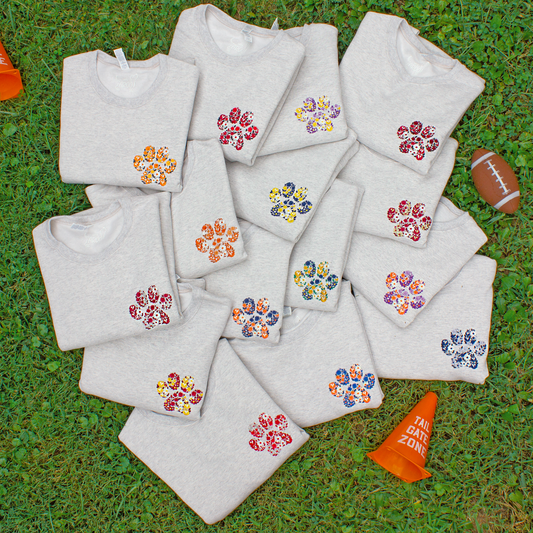 Collegiate Floral Paw Embroidered Crewneck Sweatshirt