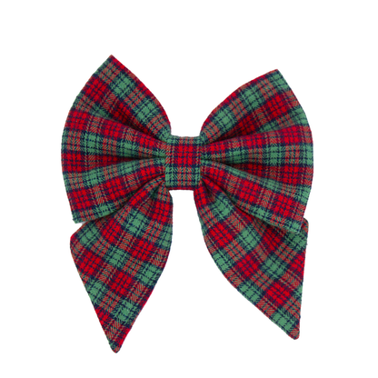 Cranberry Forest Plaid Flannel Sailor Bow