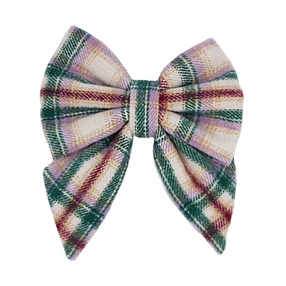 Winter Meadow Plaid Flannel Sailor Bow