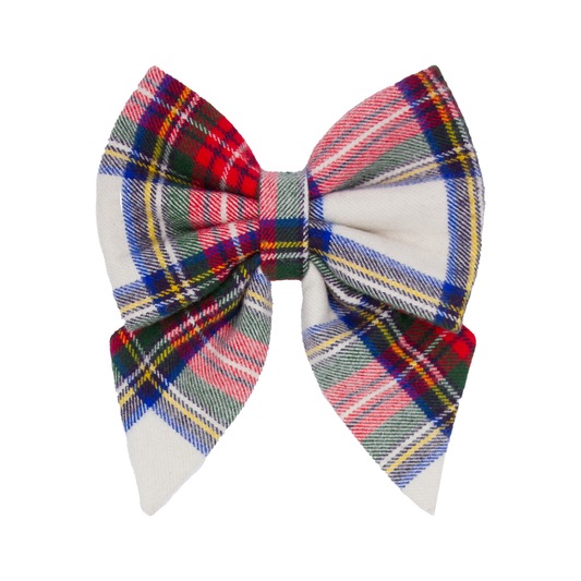Ivory Royal Stewart Plaid Flannel Sailor Bow