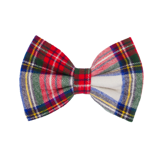 Ivory Royal Stewart Plaid Flannel Bow Tie