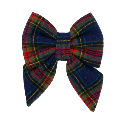Midnight Plaid Flannel Sailor Bow