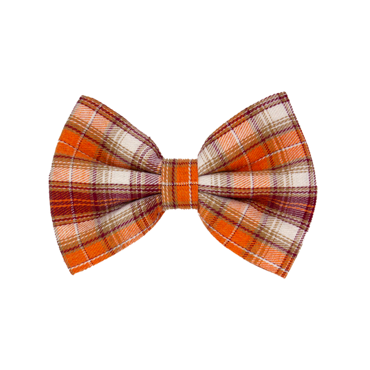 Maroon and Orange Plaid Bow Tie