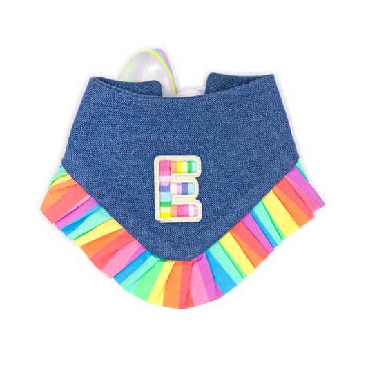 Rainbow Denim Letter Bandana