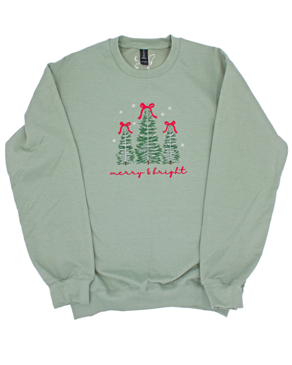 Merry and Bright Embroidered Crewneck Sweatshirt