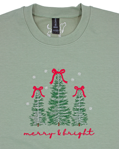 Merry and Bright Embroidered Crewneck Sweatshirt