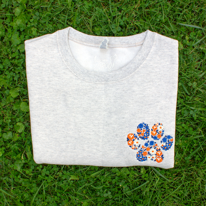 Collegiate Floral Paw Embroidered Crewneck Sweatshirt