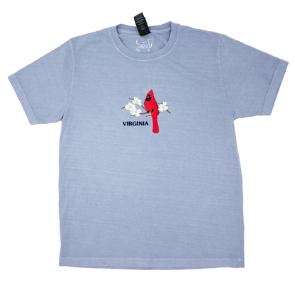Virginia Cardinal and Dogwood Embroidered Tee