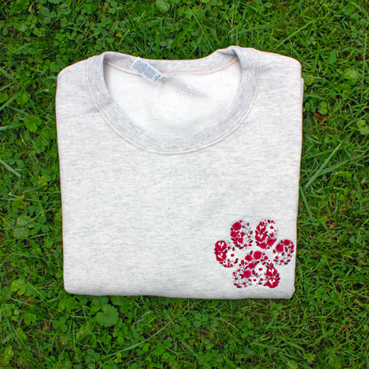 Collegiate Floral Paw Embroidered Crewneck Sweatshirt