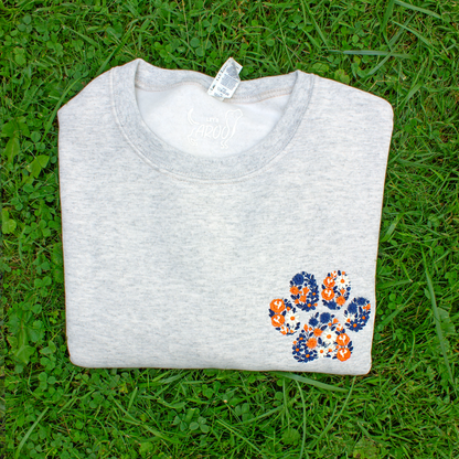 Collegiate Floral Paw Embroidered Crewneck Sweatshirt