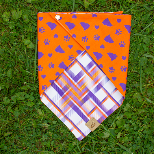 Clemson Collegiate Plaid Reversible Bandana