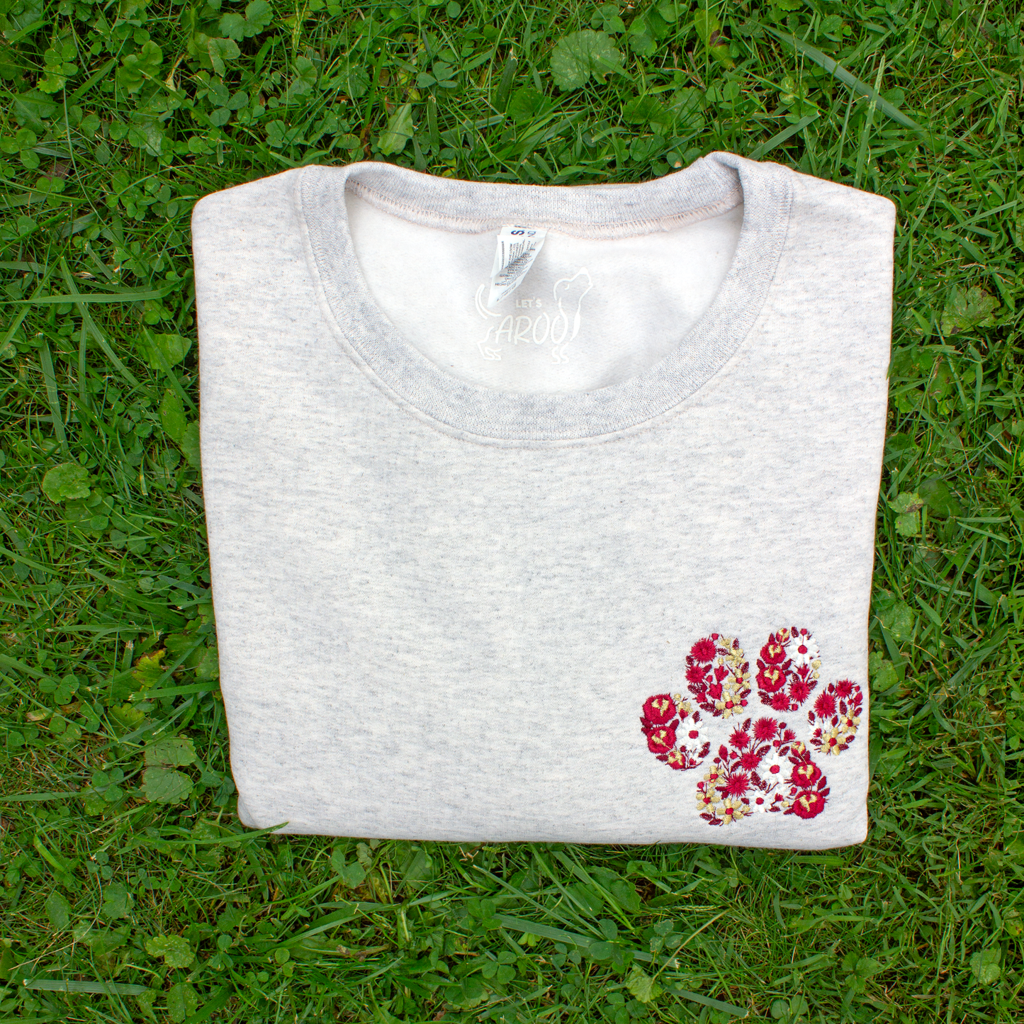 Collegiate Floral Paw Embroidered Crewneck Sweatshirt