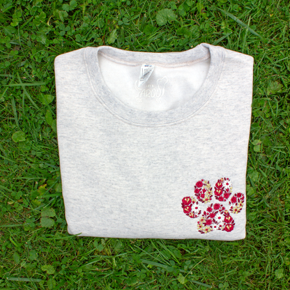 Collegiate Floral Paw Embroidered Crewneck Sweatshirt