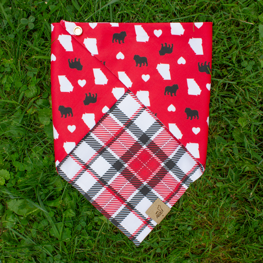 U of Georgia Collegiate Plaid Reversible Bandana