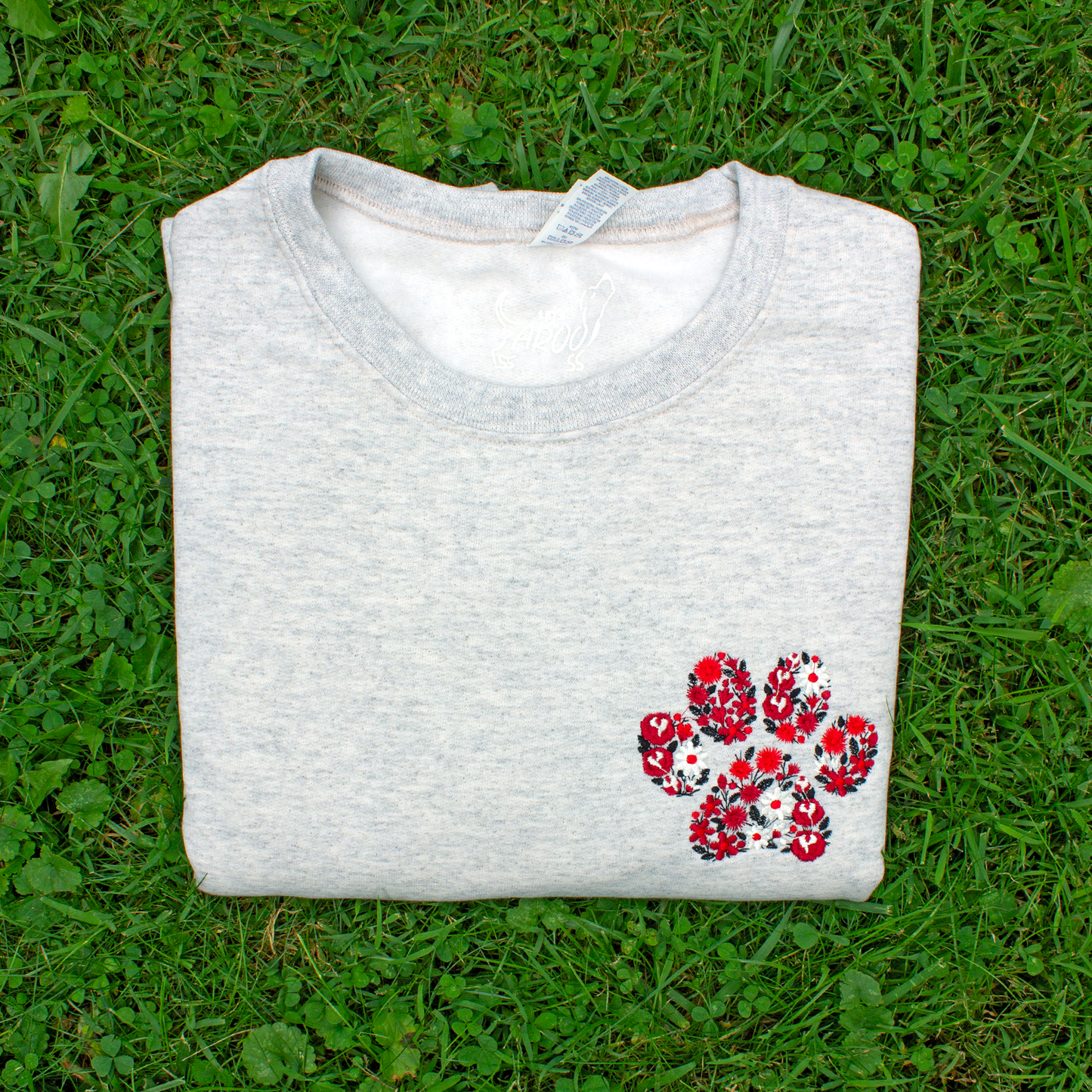 Collegiate Floral Paw Embroidered Crewneck Sweatshirt
