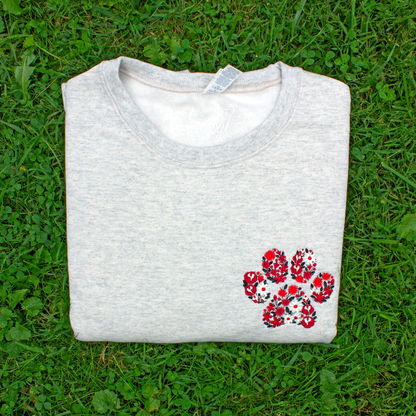 Collegiate Floral Paw Embroidered Crewneck Sweatshirt