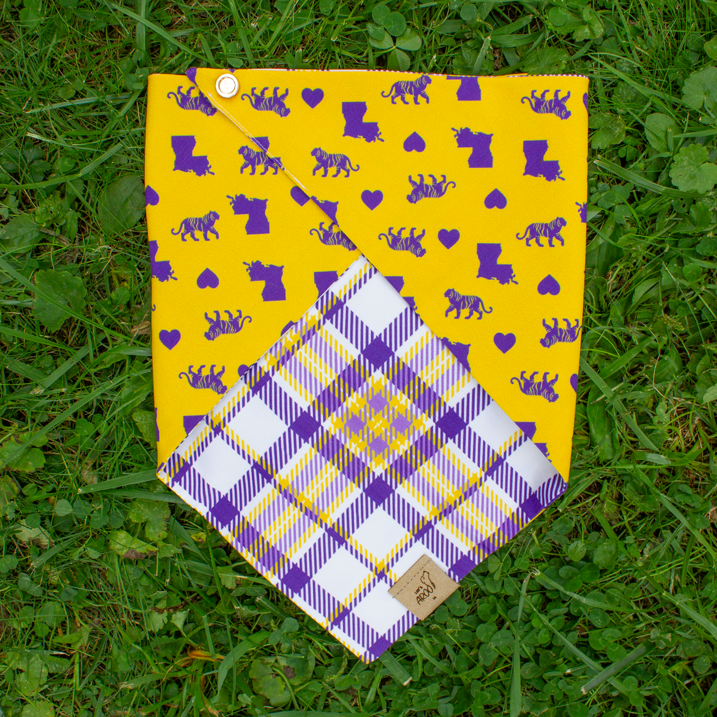 LSU Collegiate Plaid Reversible Bandana