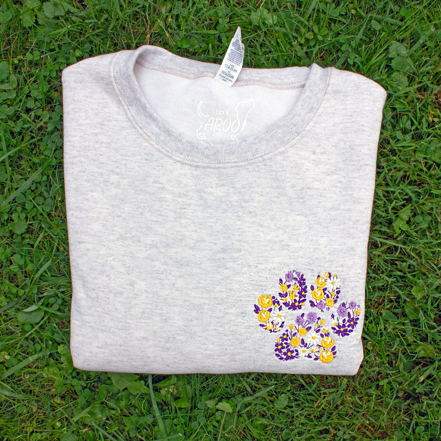 Collegiate Floral Paw Embroidered Crewneck Sweatshirt