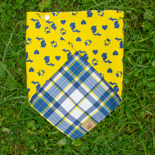 U of Michigan Collegiate Plaid Reversible Bandana