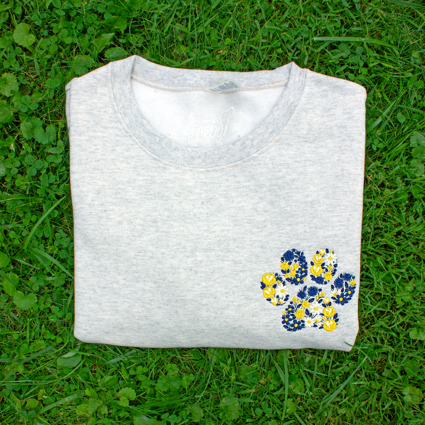Collegiate Floral Paw Embroidered Crewneck Sweatshirt