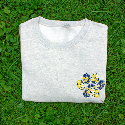 Collegiate Floral Paw Embroidered Crewneck Sweatshirt
