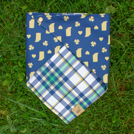 Notre Dame Collegiate Plaid Reversible Bandana