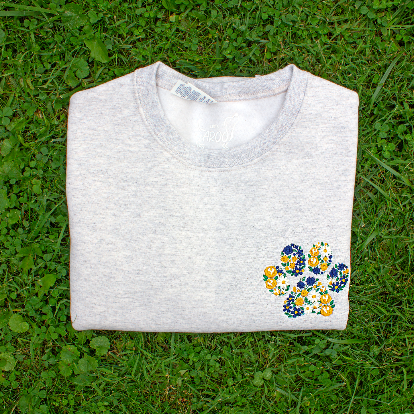 Collegiate Floral Paw Embroidered Crewneck Sweatshirt