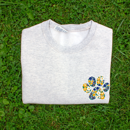 Collegiate Floral Paw Embroidered Crewneck Sweatshirt