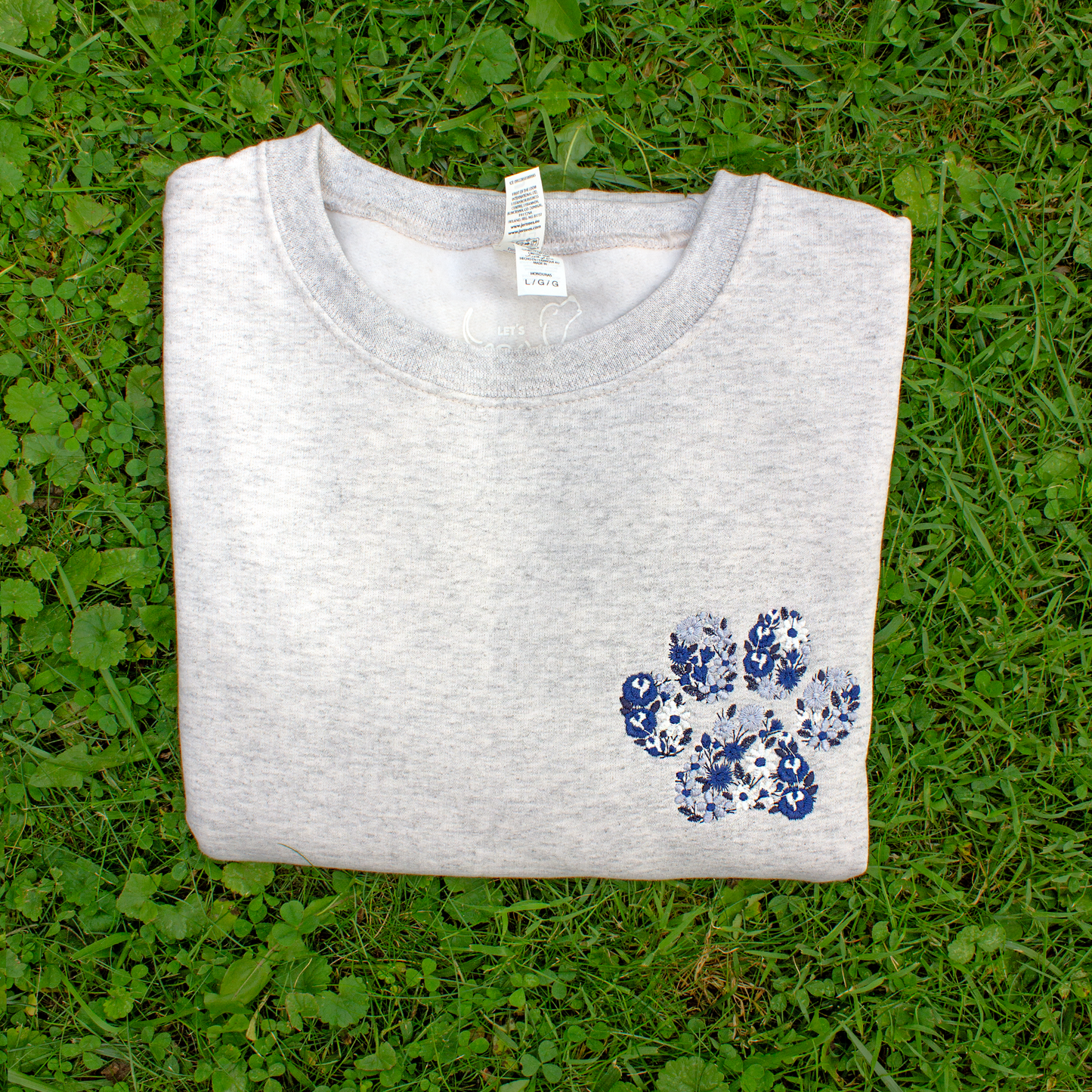 Collegiate Floral Paw Embroidered Crewneck Sweatshirt