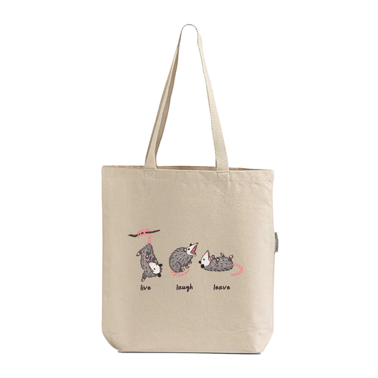 Live Laugh Leave Possum Gusseted Tote Bag