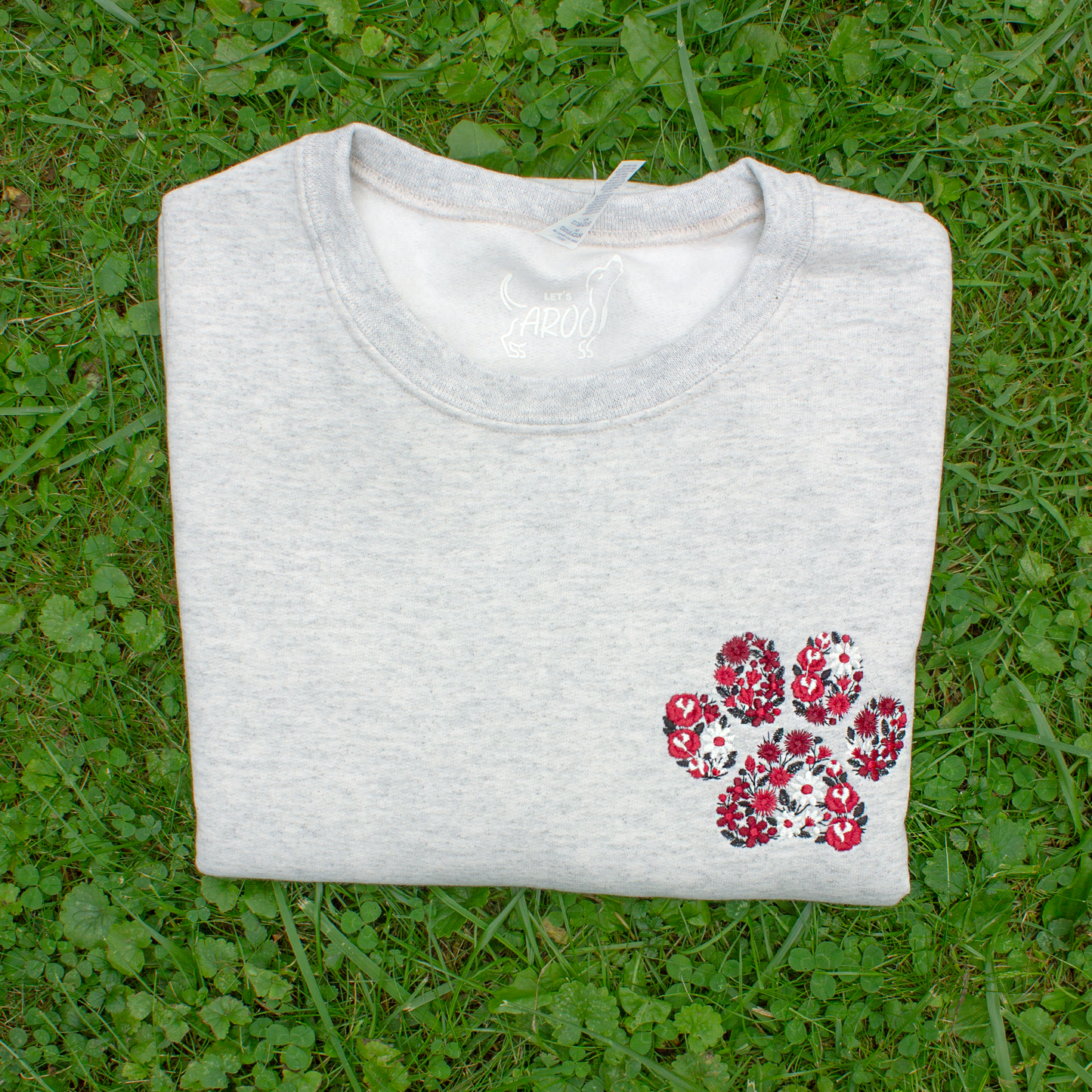 Collegiate Floral Paw Embroidered Crewneck Sweatshirt