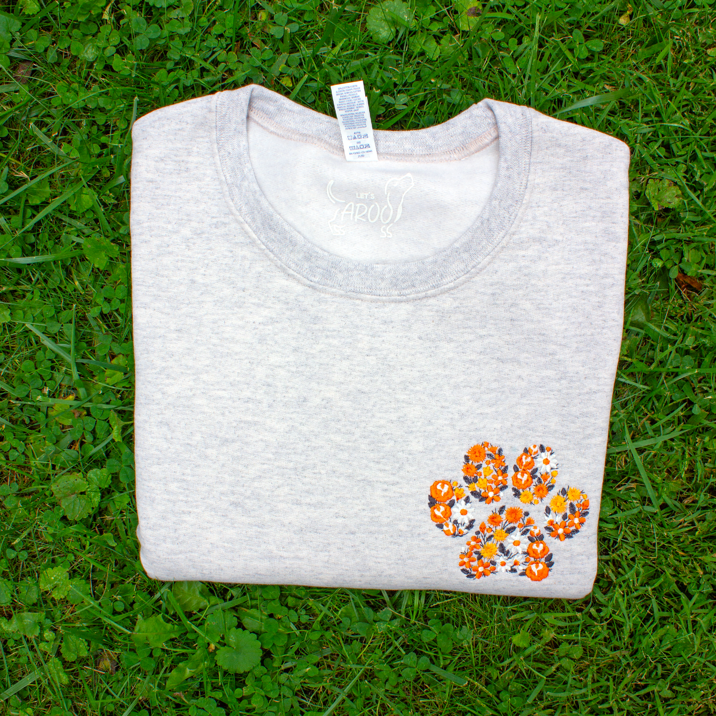 Collegiate Floral Paw Embroidered Crewneck Sweatshirt