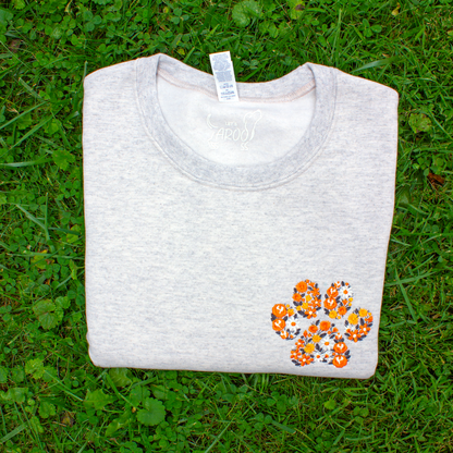 Collegiate Floral Paw Embroidered Crewneck Sweatshirt