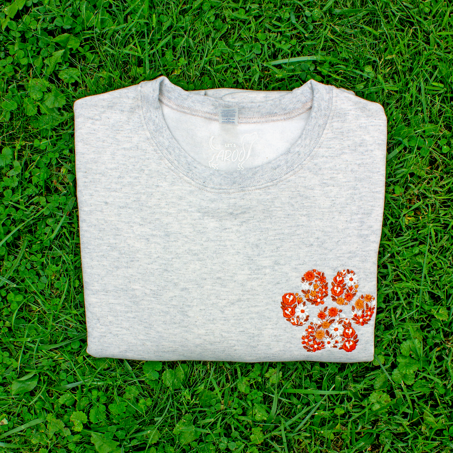 Collegiate Floral Paw Embroidered Crewneck Sweatshirt