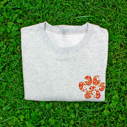 Collegiate Floral Paw Embroidered Crewneck Sweatshirt