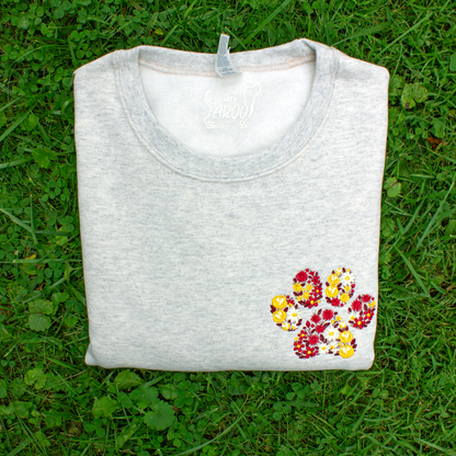 Collegiate Floral Paw Embroidered Crewneck Sweatshirt